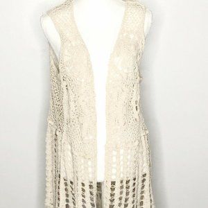 Cato Crochet Cardigan Cream XL See Through Sleevel